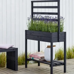 Plus Plantekasse på ben m/espalier 88x37x137 cm Grundmalet sort