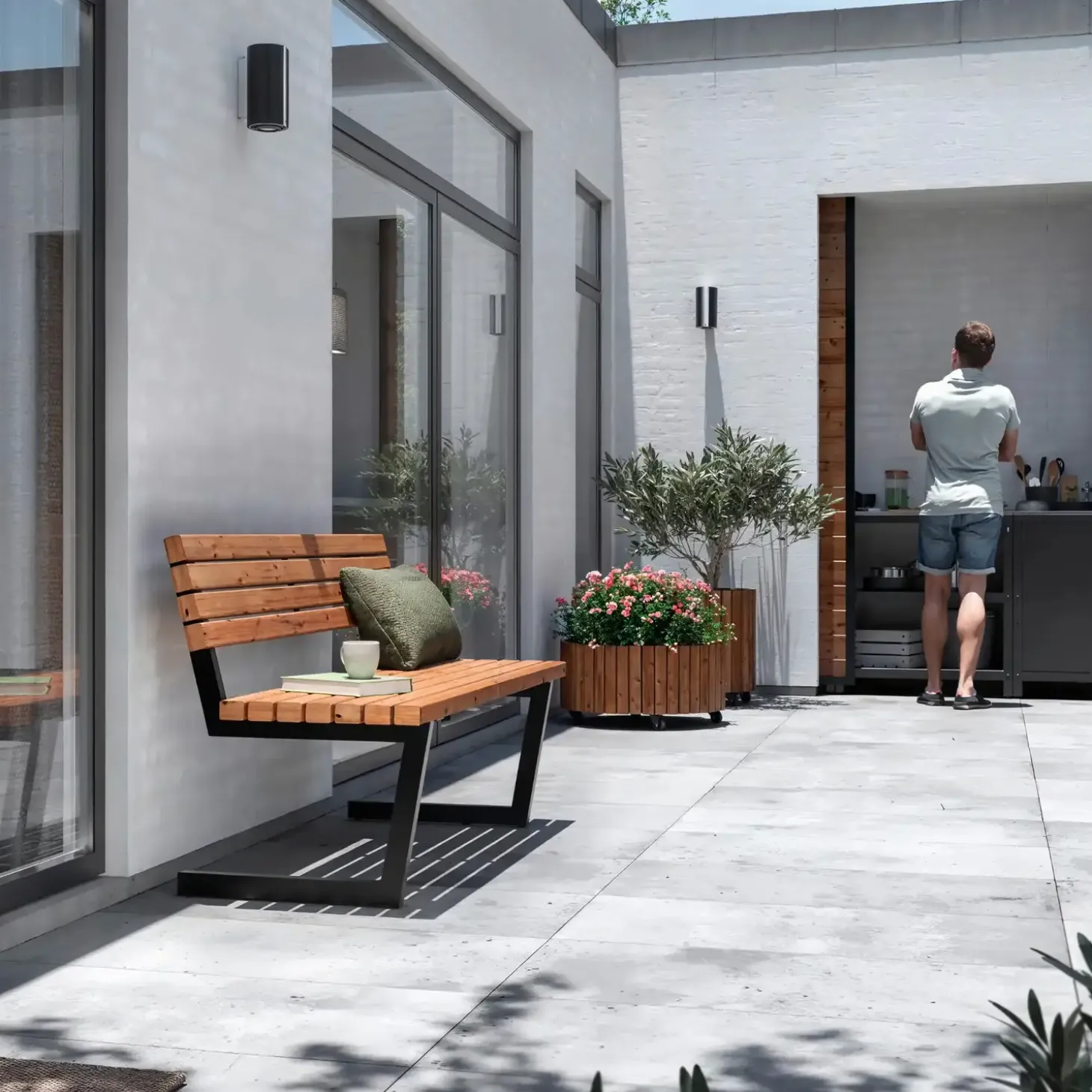 PLUS Relax bænk m/hængebord 150 cm ThermoWood®