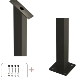 Plus Stålstolpe m/fod inkl. bolte  til trappe gelænder  4,5x4,5x87,1/80,4 cm sort
