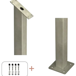 Plus Stålstolpe m/fod inkl. bolte  til trappe gelænder  4,5x4,5x87,1/80,4 cm