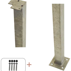 Plus Stålstolpe m/fod til håndliste inkl. bolte hjørnestolpe 4,5x4,5x103,3 cm