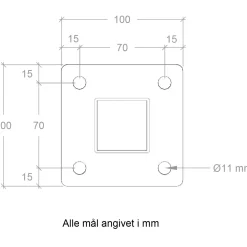 Plus Stålstolpe m/fod til håndliste  4,5x4,5x103,3 cm