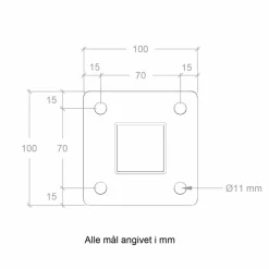 Plus stålstolpe m/fod 45x45 mm længde 95 cm galvaniseret