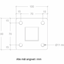 Plus stålstolpe m/fod 45x45 mm længde 95 cm galvaniseret