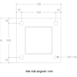 Plus Stålstolpe m/fod 8x8x132 cm  inkl. 1 stk. stolpeafdækning/bolte