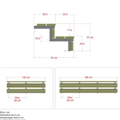 Plus Terrassetrappe 2 trin 37x54 cm 34,2° 120 cm