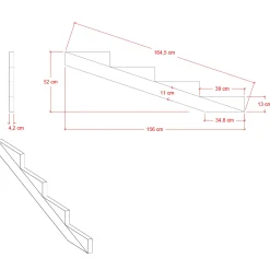 Plus trappevange 4 trin 19° 156x52 cm tryk imp.
