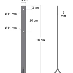 Plus Universale stolpefødder 4x60 cm  til nedstøbning  m/skruer sort