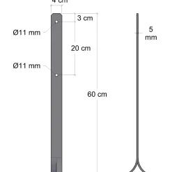 Plus Universal stolpefødder t/nedstøbning 4x60 cm varmgalvanisert