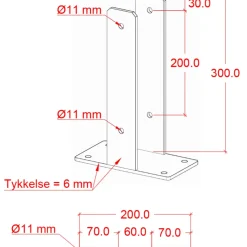 Plus U-stolpefod t/fundament 9x9 cm sort
