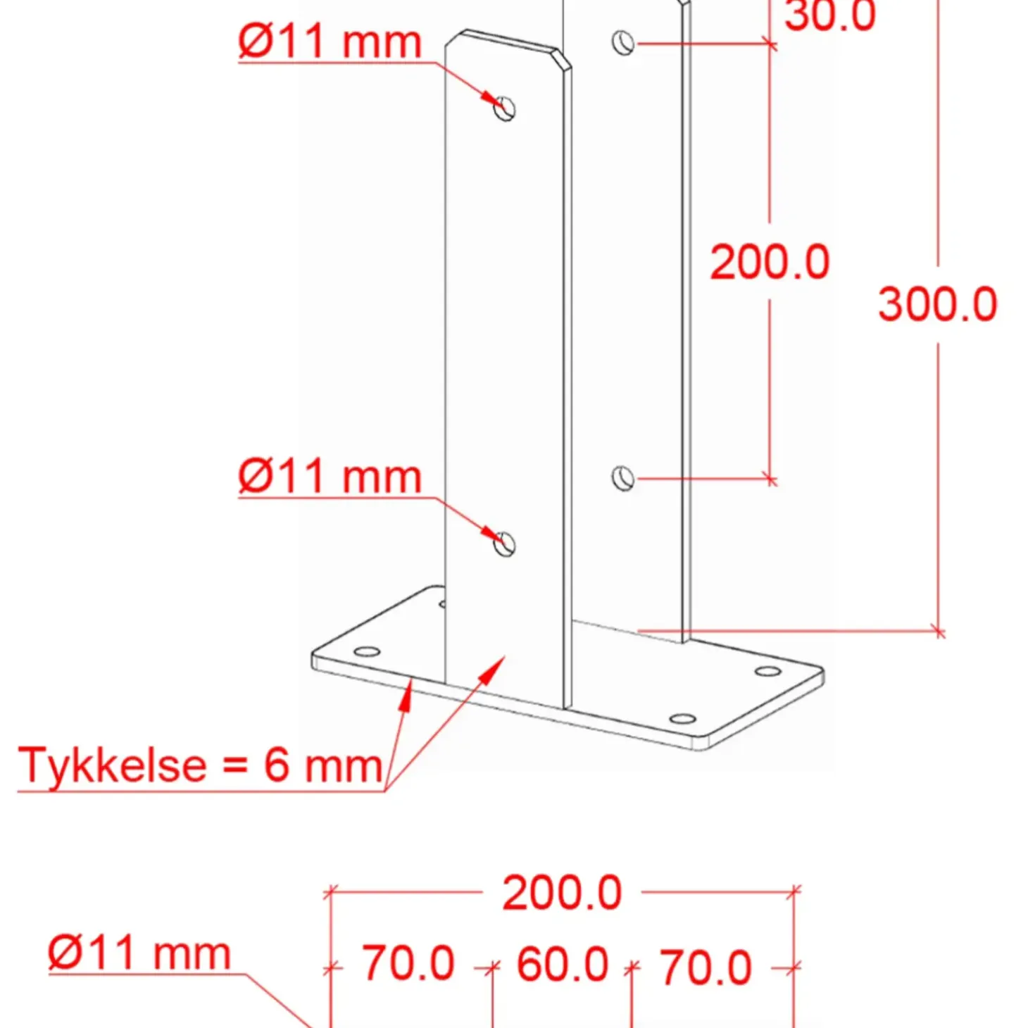 Plus U-stolpefod t/fundament 9x9 cm sort