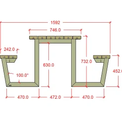 Plus Wega bord/bænkesæt 177 cm trykimp