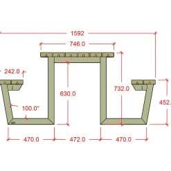 Plus Wega bord/bænkesæt 177 cm trykimp