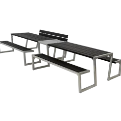 Plus Zigma bord/bænkesæt med 1 ryglæn 392 cm sort