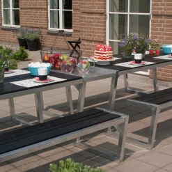 Plus Zigma bord/bænkesæt med 1 ryglæn 392 cm sort