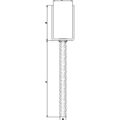 PN stolpefod U-form D101xH90xB65 L200 mm varmforzinket