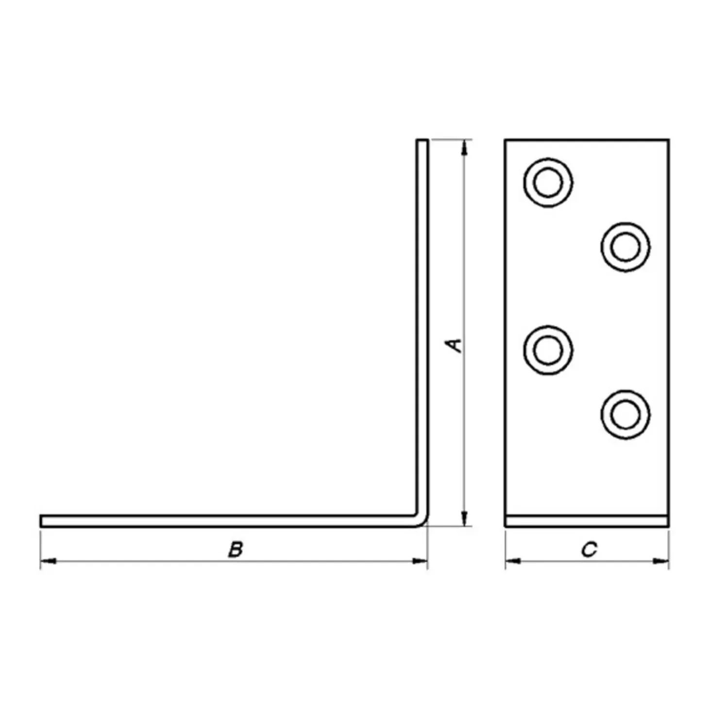 PN vinkelbeslag 90x90x38x2,5 mm. elforzinket