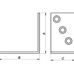 PN vinkelbeslag 65x65x38x2,5 mm. elforzinket