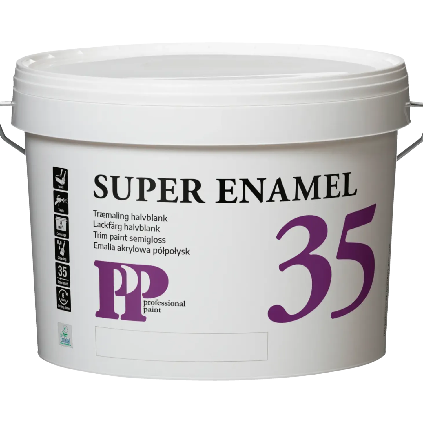 PP Acrylemalje 35, 3 L hvid RAL 9010