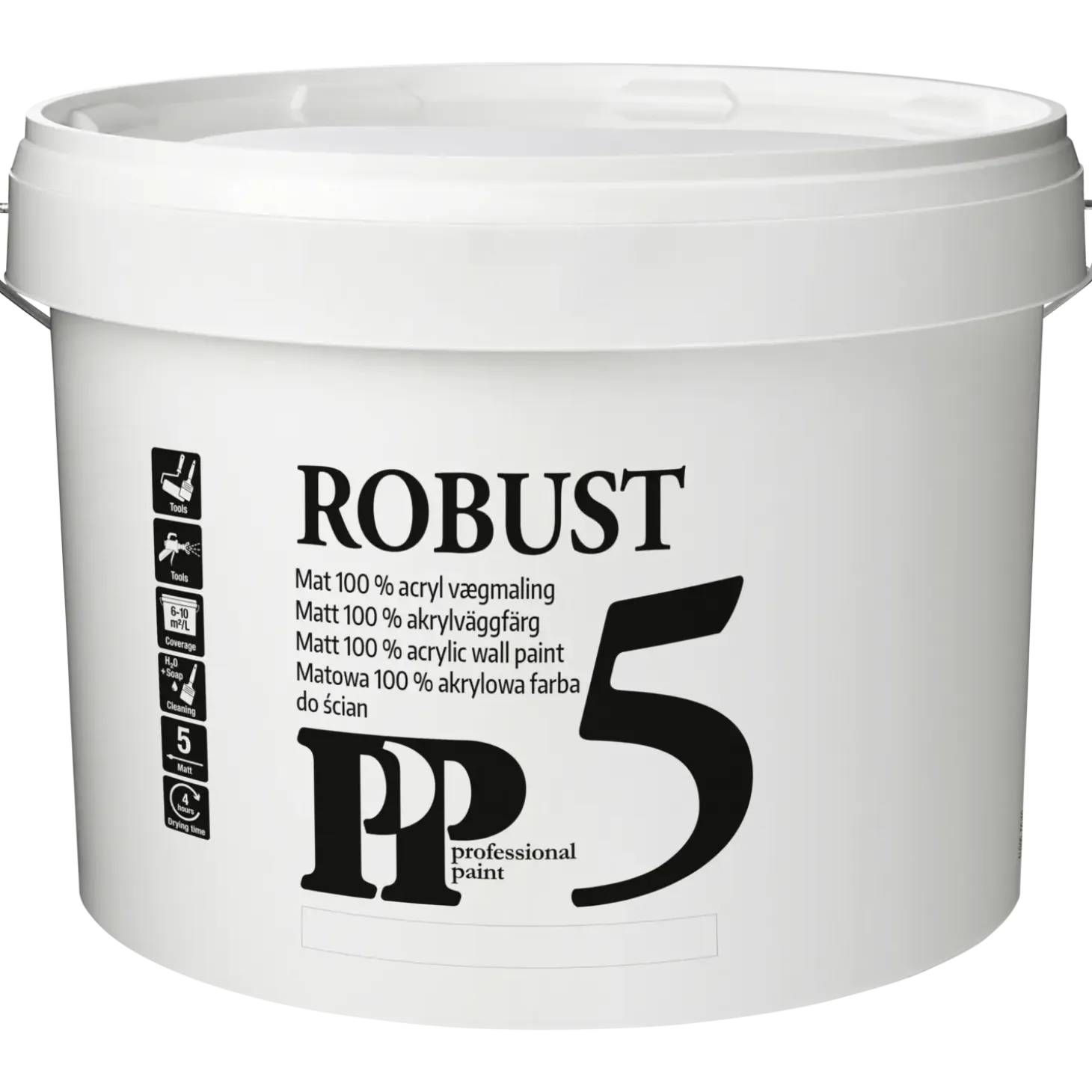 PP Acrylmaling Robust 5, hvid S0500-N 9,1 L