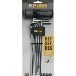 Probuilder stiftnøglesæt m. håndtag crv-stål 10 dele