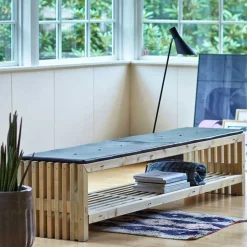 Rustik Trallebænk Design med hylde natur 138x49x45cm