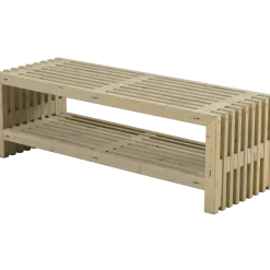 Rustik Trallebænk Design med hylde natur 138x49x45cm