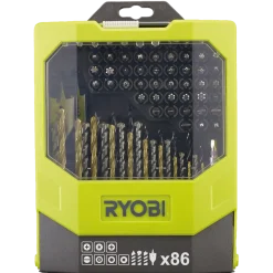 Ryobi bor- og bitssæt 86 dele