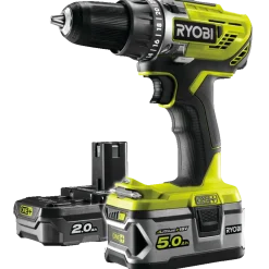 Ryobi R18DD3-252T akku bore-/skruemaskine 1x2,0+1x5,0 Ah 18V ONE+ inkl. 17 dele tilbehør