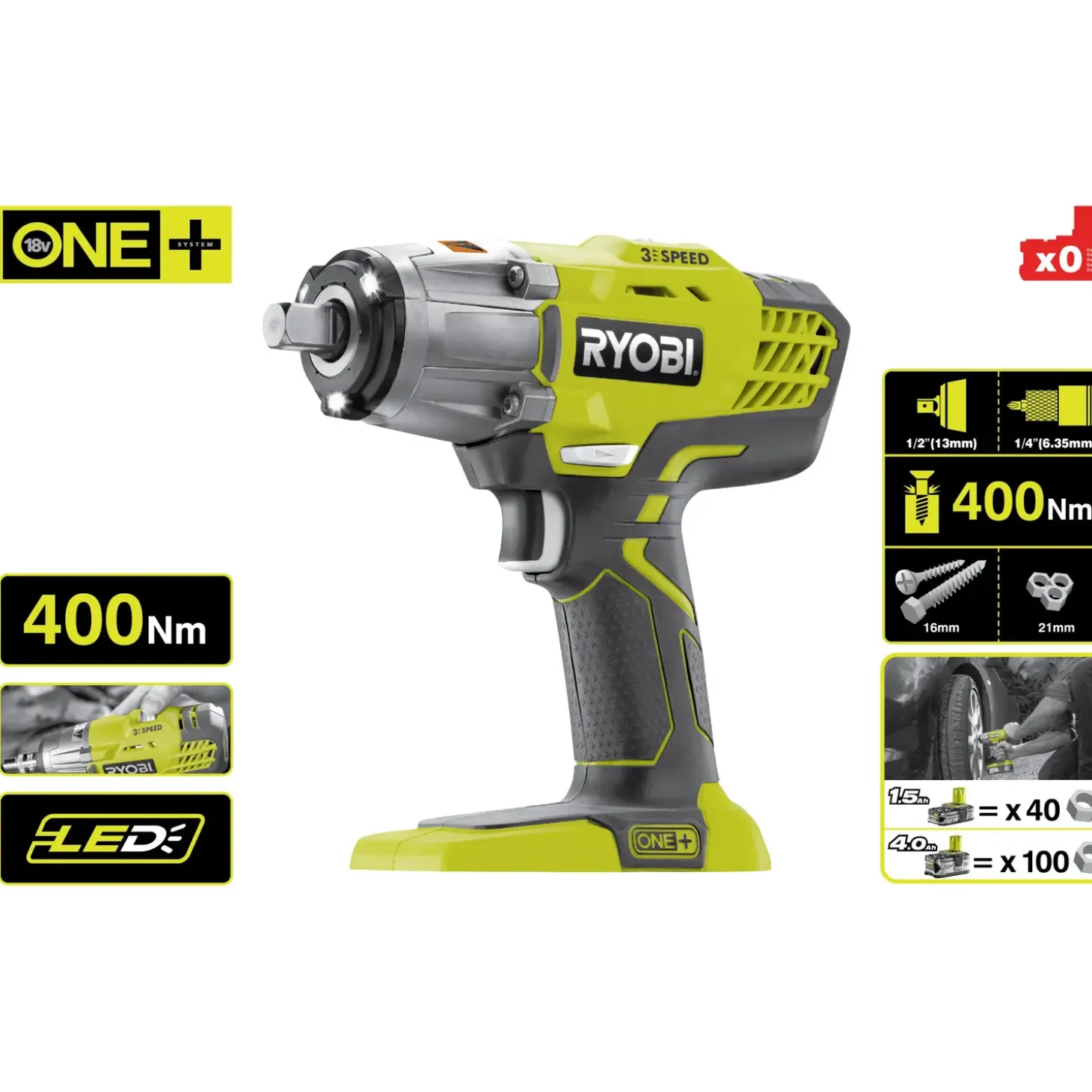 Ryobi R18IW3-0 slagnøgle 18V ONE+ solo