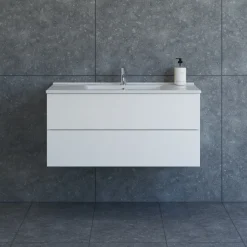 Scanbad Aria badmøbel m/vask, 2 skuffer, push open, hvid mat 81 cm