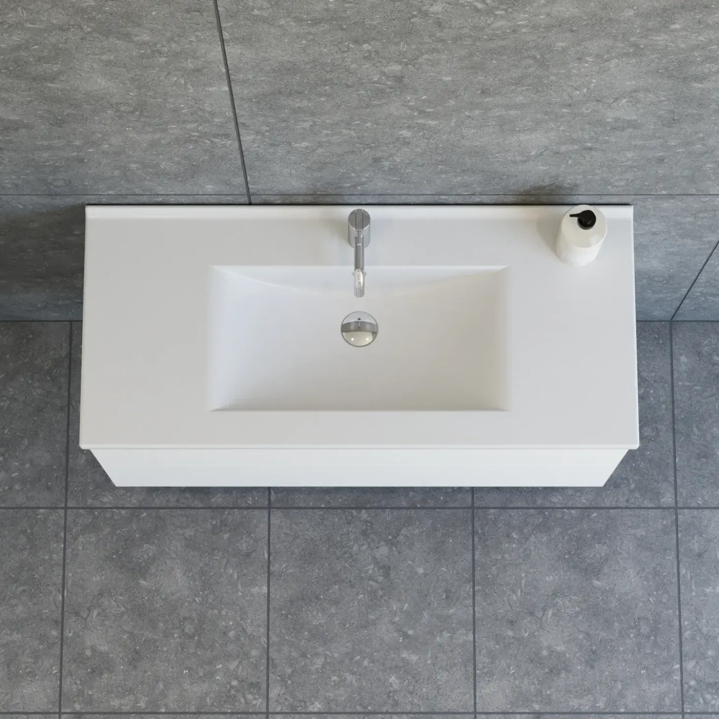 Scanbad Aria badmøbel m/vask, 2 skuffer, push open, hvid mat 81 cm