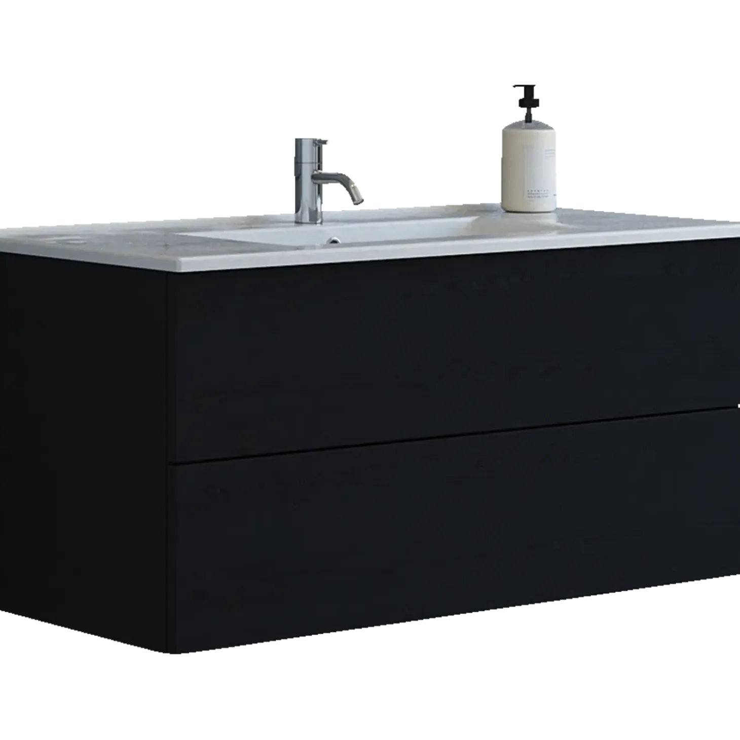 Scanbad Aria badmøbel m/vask, 2 skuffer, push open, sort eg 81 cm