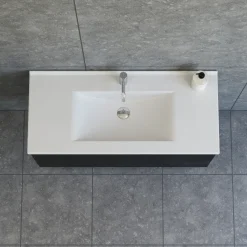 Scanbad Aria badmøbel m/vask, 2 skuffer, push open, sort eg 81 cm
