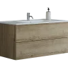 Scanbad Aria badmøbel m/vask, 2 skuffer, push open, natur eg 81 cm