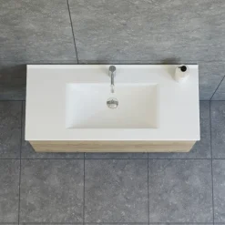 Scanbad Aria badmøbel m/vask, 2 skuffer, push open, natur eg 81 cm