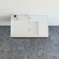 Scanbad badmøbel m/Asyre vask/højre, 1 skuffe, brun eg 81 cm