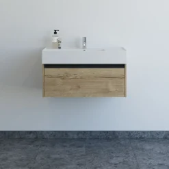 Scanbad badmøbel m/Asyre vask/venstre, 1 skuffe, natur eg 81 cm