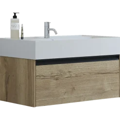Scanbad badmøbel m/Asyre vask/venstre, 1 skuffe, natur eg 81 cm