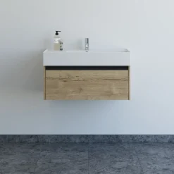 Scanbad badmøbel m/Asyre vask/venstre, 1 skuffe, natur eg 81 cm
