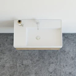 Scanbad badmøbel m/Asyre vask/venstre, 1 skuffe, natur eg 81 cm