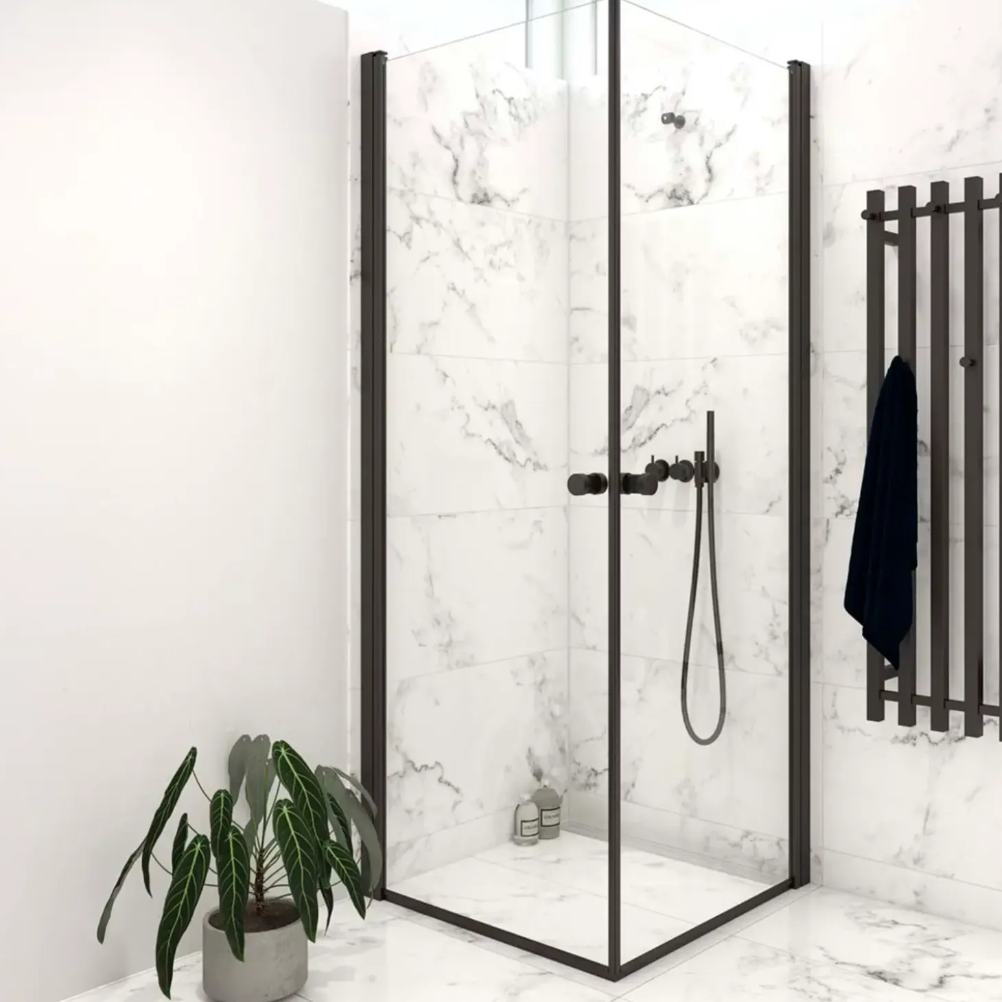Scanbad brusedør 69x200 cm mat sort