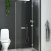 Scanbad brusehjørne m/fastvæg og foldedør 79 cm satin/klar glas
