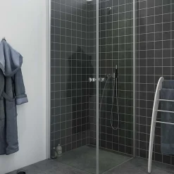 Scanbad brusehjørne m/svingdør 200x80 cm satin/klar glas