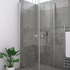 Scanbad brusehjørne m/svingdør 200x80 cm satin/klar glas