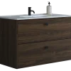 Scanbad Delta badmøbel m/Karat vask, 2 skuffer, brun eg 100 cm