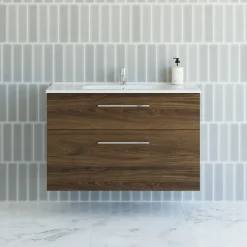 Scanbad Delta vaskeskab m/Karat vask 100 cm brun eg