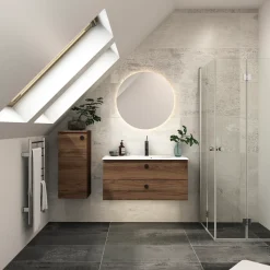 Scanbad Delta vaskeskab m/Micca vask 120 cm brun eg