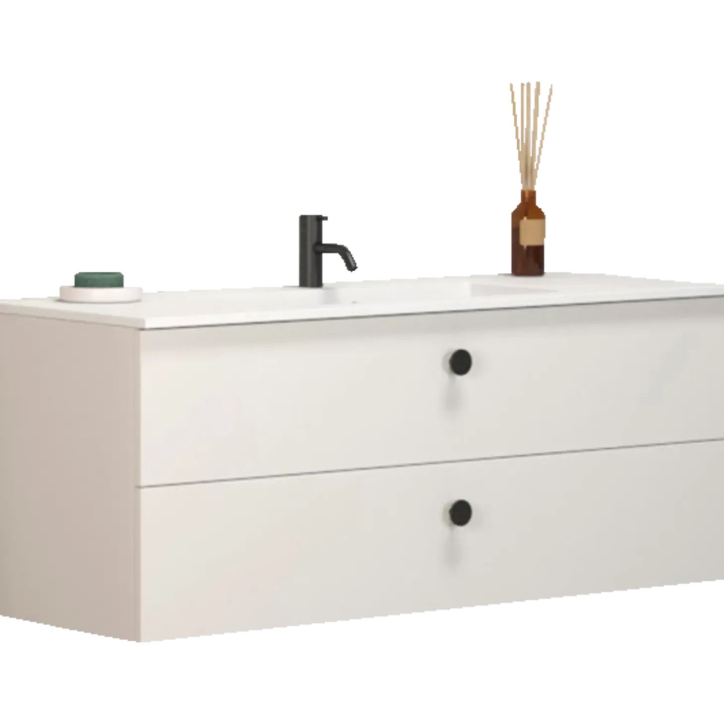 Scanbad Delta vaskeskab m/Micca vask 120 cm mat hvid