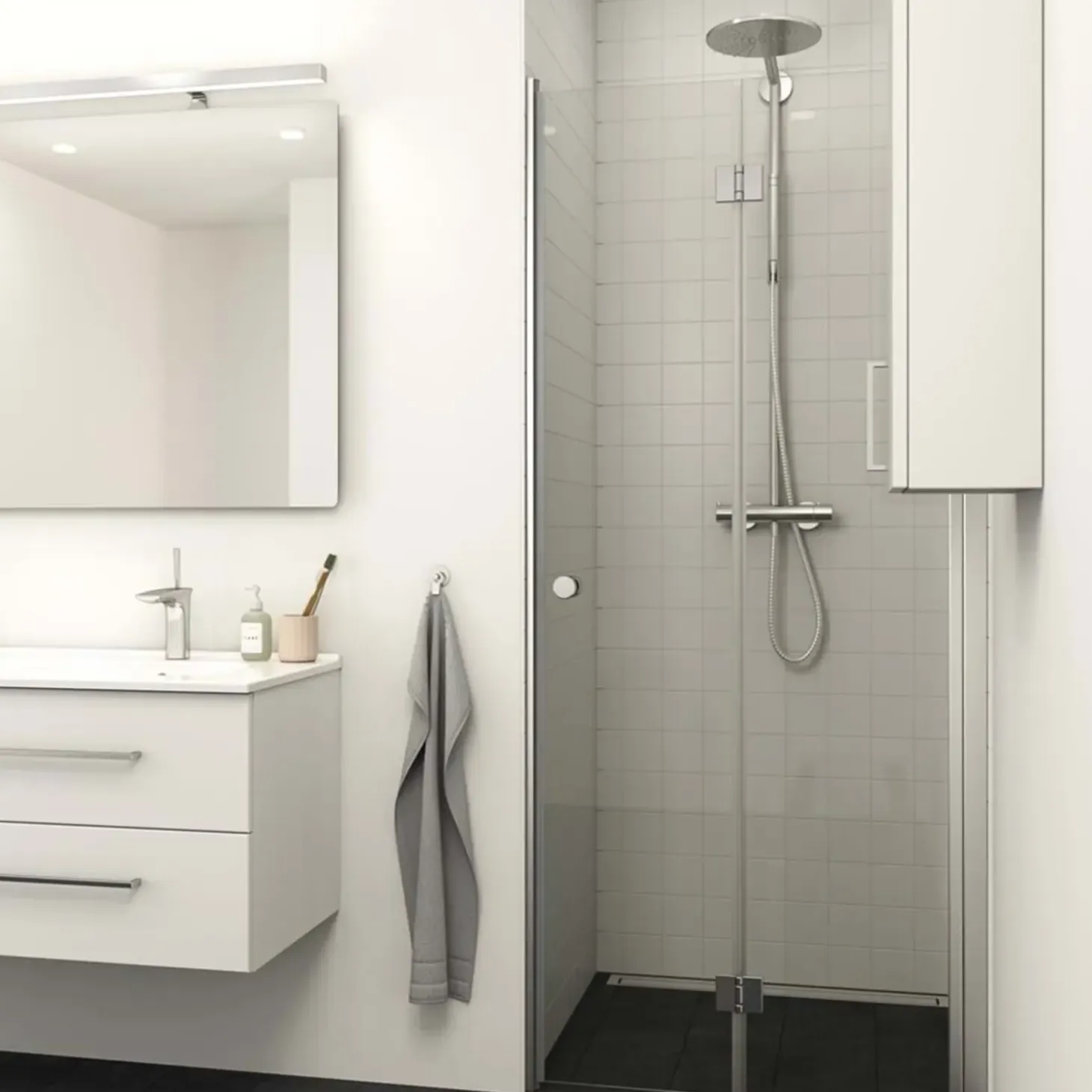 Scanbad Foldedør m/anslagsliste 200x80 cm satin/klar gas